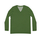 Light Green Geometric KMA11 V-Neck Long Sleeve Shirt