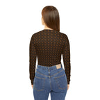 Brown Geometric KMA11 V-Neck Long Sleeve Shirt
