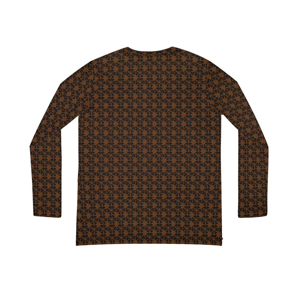 Brown Geometric KMA11 V-Neck Long Sleeve Shirt