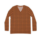 Light Orange Geometric KMA11 V-Neck Long Sleeve Shirt