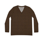 Brown Geometric KMA11 V-Neck Long Sleeve Shirt