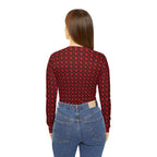 Dark Red Geometric KMA11 V-Neck Long Sleeve Shirt