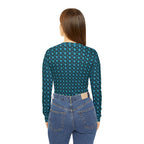 Turquoise Geometric KMA11 V-Neck Long Sleeve Shirt