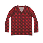 Dark Red Geometric KMA11 V-Neck Long Sleeve Shirt