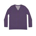 Light Purple Geometric KMA11 V-Neck Long Sleeve Shirt