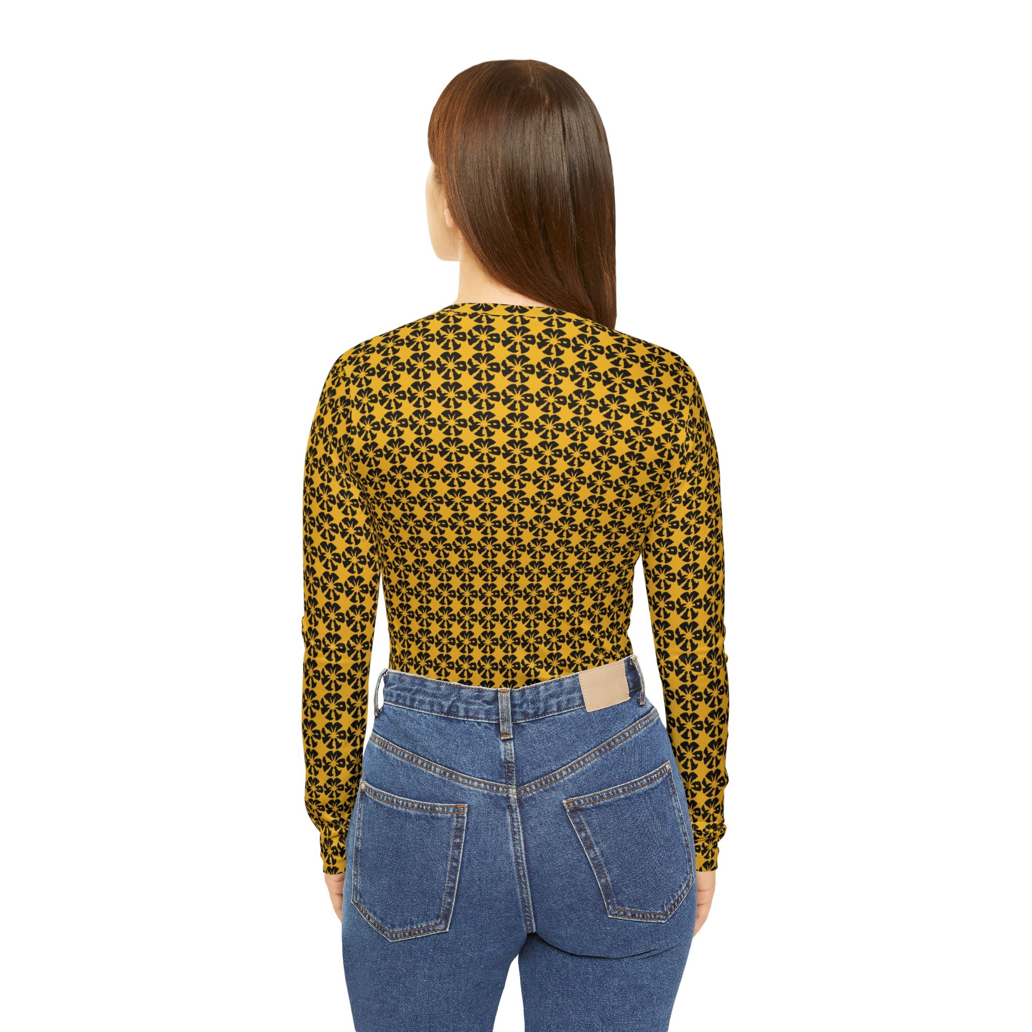 Yellow Geometric KMA11 V-Neck Long Sleeve Shirt