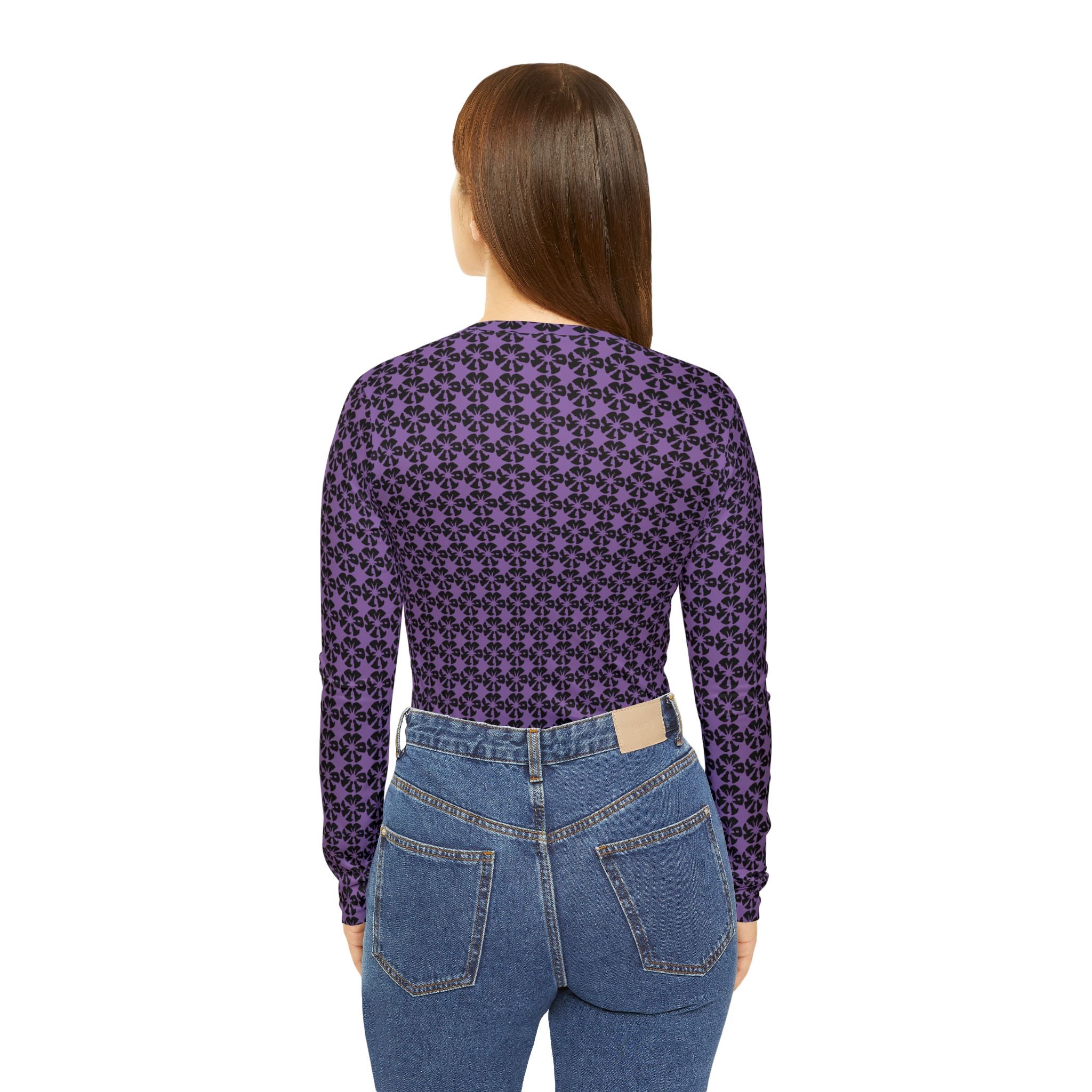 Light Purple Geometric KMA11 V-Neck Long Sleeve Shirt
