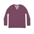 Light Pink Geometric KMA11 V-Neck Long Sleeve Shirt