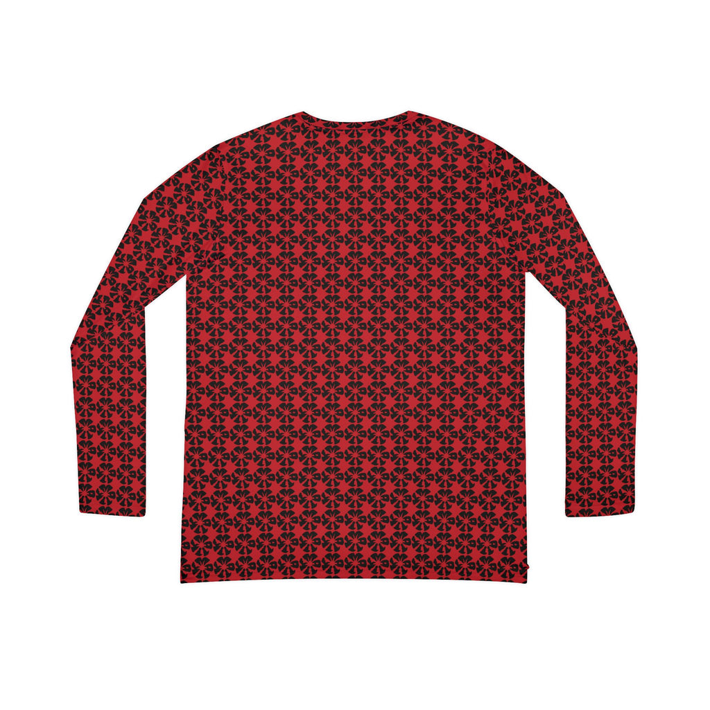 Dark Red Geometric KMA11 V-Neck Long Sleeve Shirt