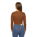 Light Orange Geometric KMA11 V-Neck Long Sleeve Shirt